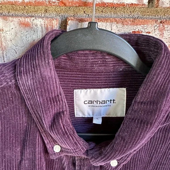 Carhartt WIP Men's Dark Purple Corduroy Shirt Size Large - Picture 2 of 3